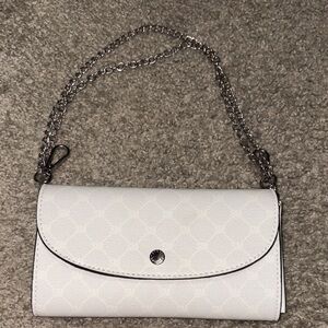 Steve Madden White Clutch with Silver Chain